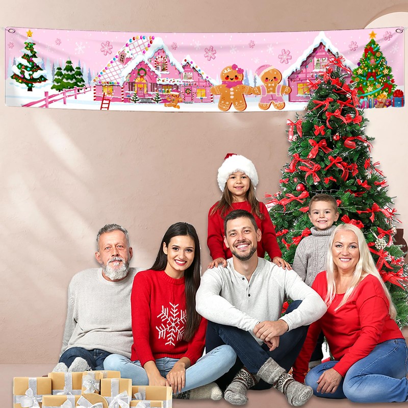 Decoración de pan de jengibre rosa, suministros de Navidad de