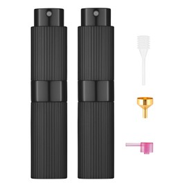 Tekson 2PCS 8ml Travel Perfume Atomizer Refillable, Mini Cologne Spray Bottle Empty, Portable Sprayer (Black)