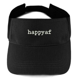 Trendy Apparel Shop happyaf Embroidered 100% Cotton Adjustable Visor - Black