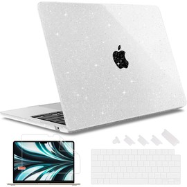 May Chen Compatible with M3 MacBook Air 13.6 inch Case 2022 2023 2024 A3113 A2681 M2 Chip, Plastic Hard Shell Case for MacBook Air 13.6" with Liquid Retina Display Fits Touch ID, Clear Glitter