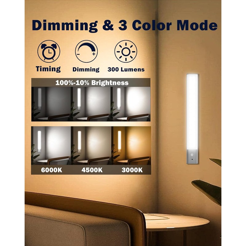 Haigvel Under Cabinet Lights Wireless, 3 Color Kitchen Counter Lighting