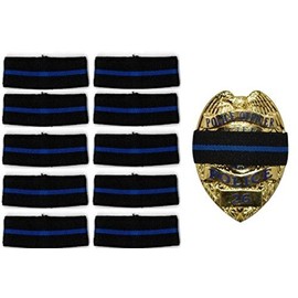 10-PACK Thin Blue Line Stripe Black Police Officer Badge Shield Funeral Honor Guard Mourning Band Strap 1/2"