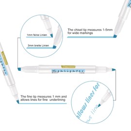 Dacono Double Ended Pastel Highlighters, 25 Assorted Colors Dual Tips Fluorescent Highlighter, No Bleed Dry Fast Easy to Hold, Broad and Fine Tips Highlighter for Journal Bible Underlining
