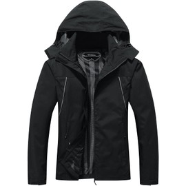 MOERDENG Women's Waterproof Rain Jacket Outdoor Lightweight Hooded Raincoat for Hiking Travel Black