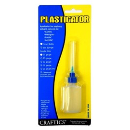 1/2 oz Bottle Plasticator, Applicator for Solvent Cements, Glues, and Adhesives - for Plastics - Needle Gauge (27 Gauge Metal Needle)