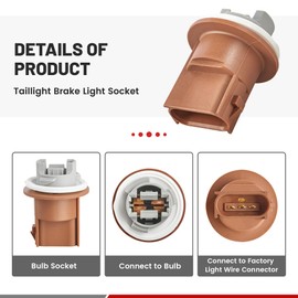 RED WOLF Turn Signal Parking Taillight Brake Light Socket Fit for Ford F150 F250 Focus Super Duty Ranger Lincoln Mark LT Replace OE #2U5Z-13411-SA 3 Pins Headlight Lamp Bulb Connector 2 PCS