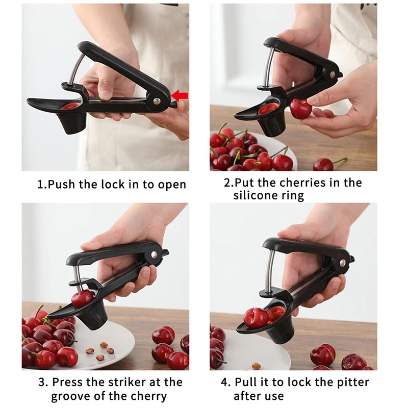 Cherry Pitter, Cherry Stoner Remover with Stainless Steel Rod, Olive