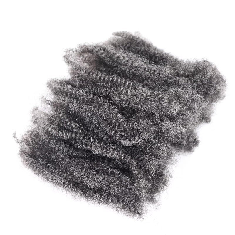 HAPPY&CC 4C Grey Afro Kinky Bulk Human Hair for Mini