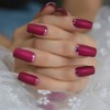 Slim Gorgeous Fake Nails Matte Rose Red with Metallic Moo