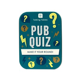 Talking Tables Pub Quiz Pocket Travel Game General Knowledge for the Family to Play on a Trip or at Home, Packed in a Gift Tin, Secret Santa or Stocking Filler