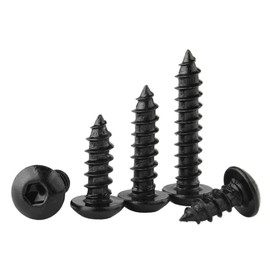 FEEIMOL Round Head Self Tapping Screws Wood Screws Black Hex Socket Screws M5 x 30 mm (Pack of 30)