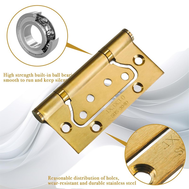 6 Packs Flush Hinges,4 Inch Ball Bearing Stainless Steel Door