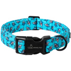 ARING PET Summer Dog Collar-Cotton Lightweight Blue Dog Collars, Adjustable Shark Pet Collar Puppy Collars with Quick Release Buckle for Small Medium Large Dogs