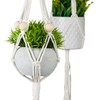Relaxdays Macrame Hanging Basket, Set of 7, Boho Hanging Basket,