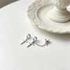 Unisex Gothic Silver Stainless Steel Non Pierced Asymmetrical Cross Dangle