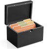 DRASTAR Index Card Holder 3x5, Wooden Index Card Organizer Box
