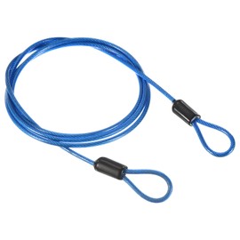 PATIKIL Security Steel Cable 2.5mm x 1m Coated Luggage Lock Wire Rope with Double Loops Blue