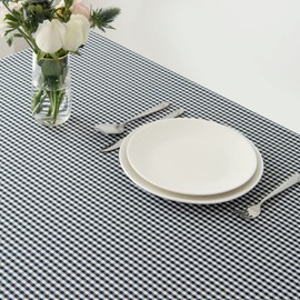 maxmill Checkered Square Tablecloth Waterproof Spillproof Wrinkle Resistant Heavy Weight Soft Gingham Table Cloth for Picnic Dinner and Party Washable Polyester Fabric, 60 x 60 Inch Black White
