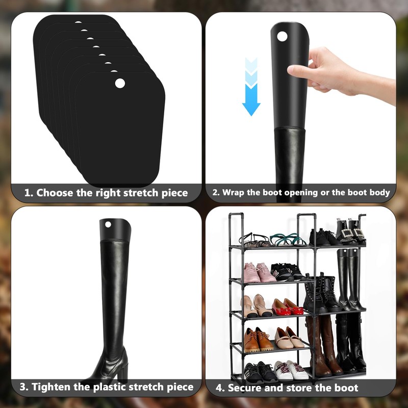 KGGZKG Boot Shaper Plastic Boot Stretchers Reusable Boot Holder, black