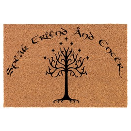 Welcome Doormat Coco Coir Door Mat Speak Friend and Enter (24" x 16")