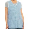 Ladies Dogtooth Buttons Through Design Piping Tabard Apron Overalls Front