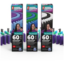 Spin Master Games, H5 Domino Creations, 180-Piece Dominoes Set by Lily Hevesh Colorful 3-Pack Bundle of 60-Piece Packs, Family Games for Ages 5+