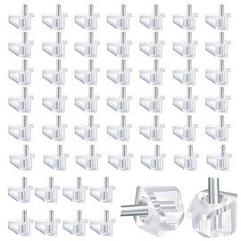 Pack of 50 Shelf Holders 5 mm Shelf Support Shelf & Cabinet Supports, Transparent Shelf Supports with Steel Pins - Shelf Pins Replacement Pegs for Wardrobe, Furniture & Bookshelf