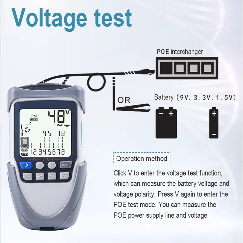 Handheld Portable Network Cable Tester LCD Large Screen Display Digital