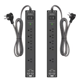 2 Pack Power Strip Surge Protector - 6Ft Extension Cord with 5 Widely Outlets 4 USB (2 USB C) Port, 1875W/15A, Wall Mount, Flat Plug, Desk Charging Station for Home Office College Dorm Room Essentials