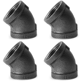 AGUTEA Black cast Iron Pipe Fittings, 45 Degree Elbows, Internal Thread Elbows, Suitable for DIY Steampunk Retro Style Shelf Bracket Water Pipes (Pack of 4) (3/4" INCH)
