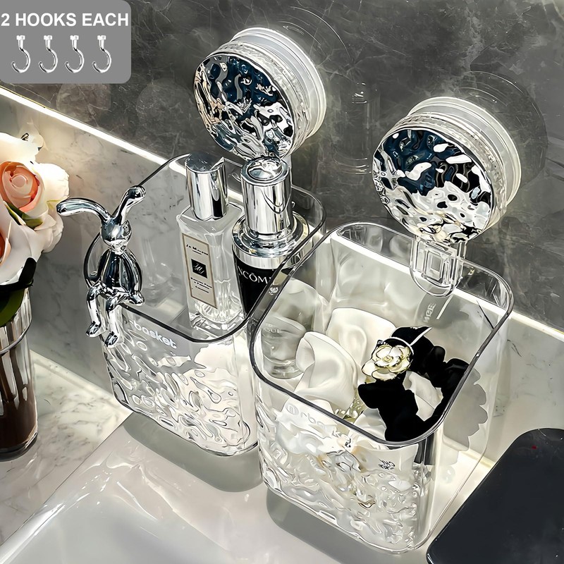 AYWSTC 2 Pack Suction Cup Shower Caddy, Wall Mounted Suction