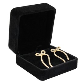 Bototack Velvet Earring Gift Boxes Green Earring Organiser Box Small Stud Storage Case Necklace Pendant Jewelry Display Box for Birthday Christmas Anniversary Mothers Day (Black)