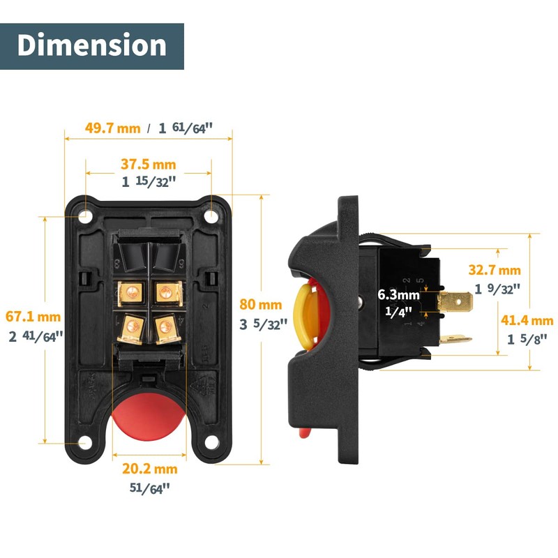 POWERTEC Dual Voltage 120V/230V Table Saw Switch Replacement for Ryobi