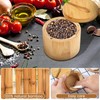 PoDhey Salt and Pepper Bowls Bamboo Pepper Salt Box with