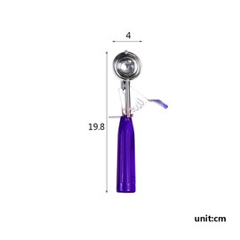 Longluosi Cookie Scoop Set With Plastic Handle, Portion Control Ice Cream Scoop with Trigger, Small（1.58 Inch）, Polishing 18/8 Stainless Steel Cupcake Scoop, Purple Handle