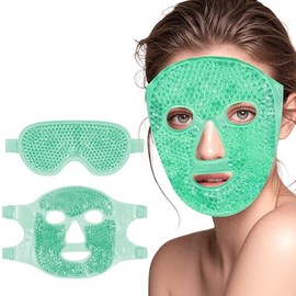 2PCS Máscaras de Hielo para Ojos y Cara, Máscara de Gel Facial Reutilizable Fría/Caliente para Ojos y Cara, Reduce Bolsas, Ojeras, Migraña y Estrés - 