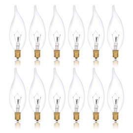 Simba Lighting Candelabra Flame Tip Clear CA10 40W E12 Base (12 Pack) Decorative Incandescent Light Bulbs 120V for Chandeliers, Ceiling Fan Lights, Pendants, Wall Sconces, Dimmable, Warm White 2700K