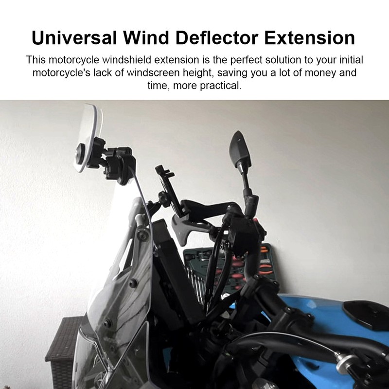 Motorcycle Windshield Extension Universal Adjustable Airflow Windscreen Extender Fits All