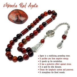 Miracle Red Agate Prayer Beads Tesbih Tasbih Tasbeeh Masbaha (10mm 33 Big Beads)