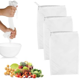 3 Pcs Nut Milk Bag for Straining,200 Mesh Muslin Cloths for Straining,Reusable Strainer Bag,Nylon Mesh Jelly Bag,Muslin Cheese Cloths for Cooking Wines Soy Milk Soup Coffee Juice (20x30cm)