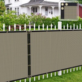 Patio Fence Privacy Screen 4' x 34' Balcony Panels Temporary Fencing Blockage for Outdoor Garden Deck Backyard, Chain Link Fence with Grommets and Zipties, Sand