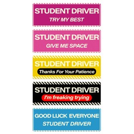 ASUNO 5 PCS Student Driver Magnet Stickers 10" x 3.3" Thanks for Your Patience New Novice Signs Magnetic Safety Bright Luminous Reflective Reusable Movable Funny Accessories for Vehicle Car Bumper