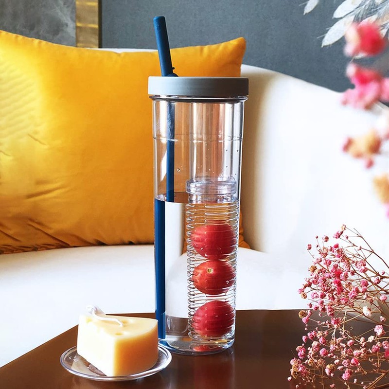FRLUYNG Water Bottle with Fruit Container, 700 ml, Water Bottle