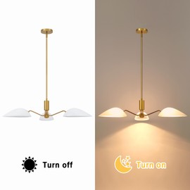 MEXO Modern Glass Chandeliers, Sputnik Chandelier Gold Pendant Lighting Fixture Glass Shade Ceiling Light for Dining Room Kitchen Island