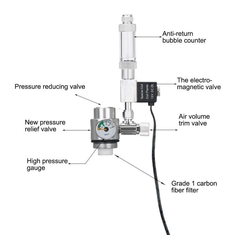 DONGKER CO2 Solenoid Valve, DC 12 V Aquarium CO2 Regulator,