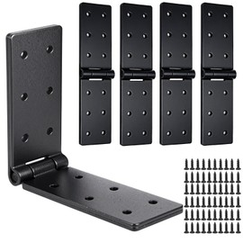 Lainballow 4 Pcs Heavy Duty Gate Hinges, Black Door Hinges, 270 Degree Adjustable Butt Folding Door Hinges, Iron Bifold Doors Hardware Hinges with Screws for Fences Yard Cabinet Gate Barn Shed Doors