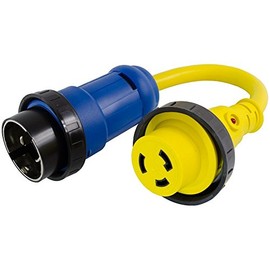 Conntek Marine Shore Pigtail Adapter Cord 50 Amp 125/250 Volt Shore Male Plug to 30 Amp 125 Volt Shore Female Connector, Black
