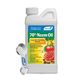 Monterey 70% Neem Oil Fungicide/Insecticide/Miticide with Spoon – Controls Powdery Mildew, Black Spot, Rust, Spider Mites, Aphids, and More – For Use on Roses, Vegetables, Fruits, and Flowers – 1 Pint