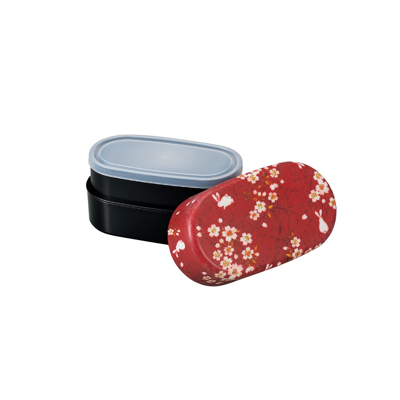 Tatsumiya 830 30248 Cherry Blossom Rabbit Cloth Covered Oval Bento