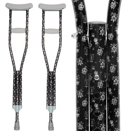 My Crutches -Fashion Designed Colored Youth Junior Crutches for Kids/Teens/Adults w Adjustable Handgrip & Length, Lightweight, Durable Aluminum w Underarm Pad (Crossbones, for Heights 4'5" to 5'2")